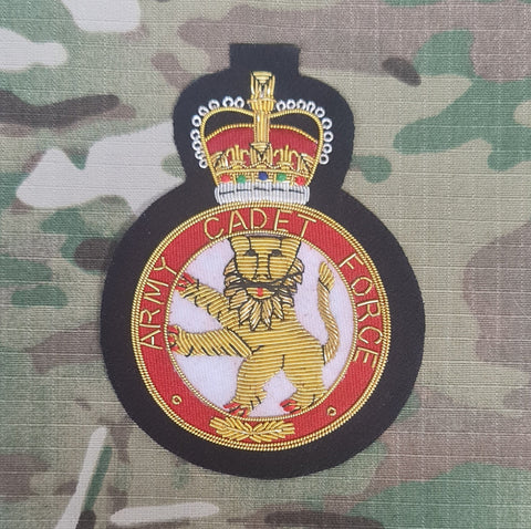 Army Cadet Force (ACF) Hand Embroidered Wire Bullion Blazer Badge