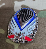 Miniature Czech Republic (Czech) Rapid Deployment Brigade (brigáda rychlého nasazení) Parachutist Qualification Metal Jump Wings Badge (Mess Dress)