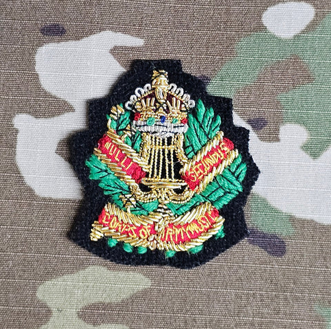Royal Corps of Army Music RCAM (CAMUS) Offiziers-Barettabzeichen mit Bullion-Stickerei (CIIIR)