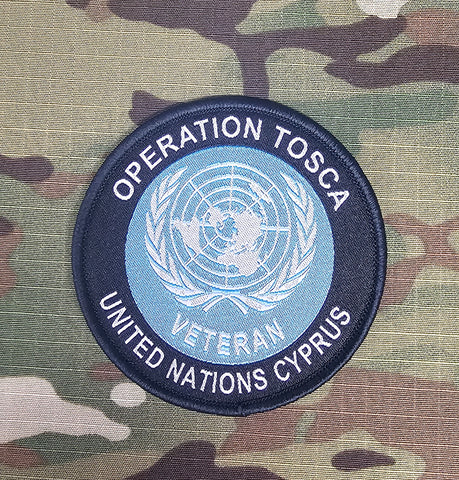 Op Tosca / Cyprus - United Nations / UN - Patches Military - woven 80mm dia circle patch / badge