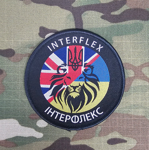 Op Interflex - Ukraine - Patches Military - woven 80mm dia circle patch / badge
