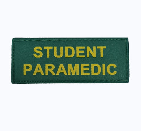 Student Paramedic / woven patch / Identification badge - woven badge 40mm x 100mm approx 4CM X 10CM emergency service / healthcare