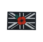 Red Poppy / Black & White flag patch / woven badge 50mm x 80mm, Armed Forces / remembrance