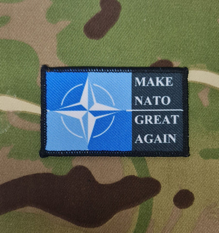 50mm x 80mm Patch Badge - political - satire - comedy - fun - joke - Make NATO Great Again - army europe - eu
