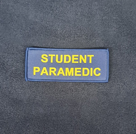 Student Paramedic / woven patch / Identification badge - woven badge 40mm x 100mm approx 4CM X 10CM emergency service / healthcare / Navy