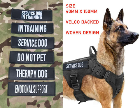 Dog / K9 Patch (40mmx150mm) Embroidered Velcro (Hook) K9 Handler Badge Canine K-9 Working Dog Pet Harness Jacket Vest Patch