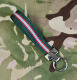 Regimental Belt Loop - Key Ring Nickel chrome spring loaded keyring- Choose Your Design