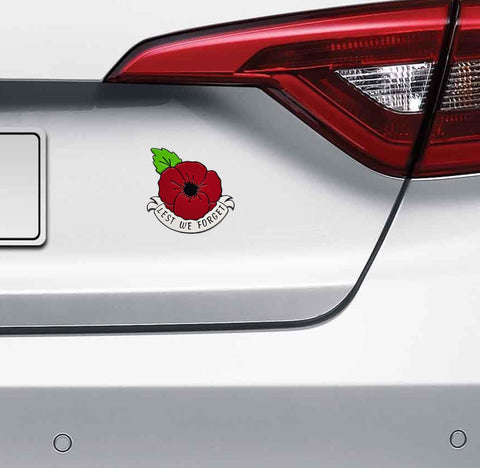 3D Poppy lest we forget (V1) Chrome ABS 3D automobile / car / Truck / Decal / logo Remembrance armistice veteran hm forces