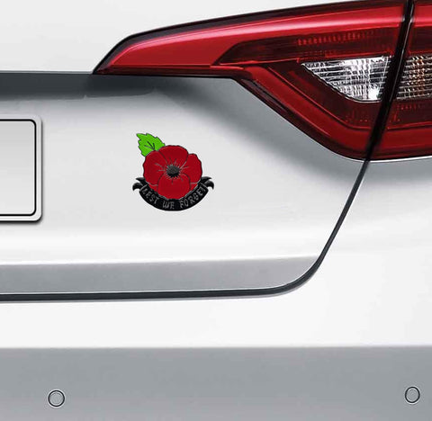 3D Poppy lest we forget (V2) Chrome ABS 3D automobile / car / Truck / Decal / logo Remembrance armistice veteran hm forces