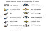 Maßgeschneidertes Namensschild für Piloten/Crew-Teams der RAF Royal Air Force Airborne Specialist Brevet